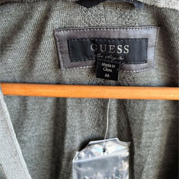 Guess Mens V-Neck Long Sleeve Button-Up Wool Classic Cardigan Sweater Gray  M - Picture 12 of 13